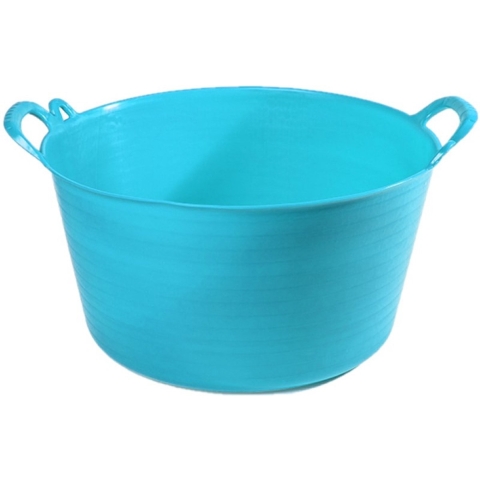 Flexibele emmer/kuip - Set van 5x stuks - blauw - kunststof - rond - 26 liter - 49 x 44 x 27 cm - wa -