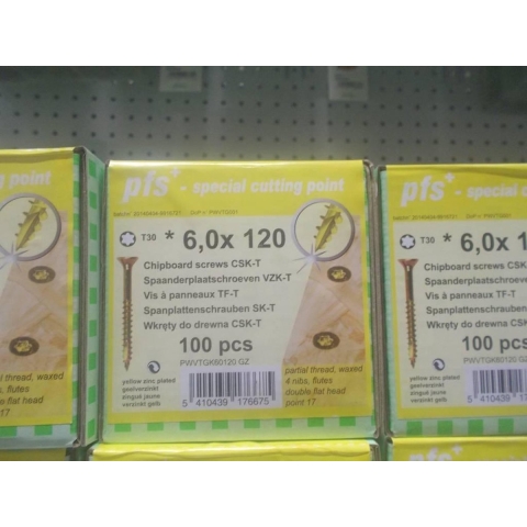 pgb-Europe PFS+ | Spaanplaatschroef PFS+ VZK-T Ø 6x120 ZnG | 100 st PFWVTG002006001203