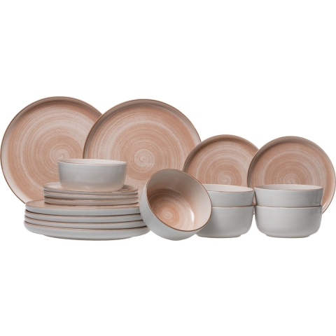Cosy & Trendy Serviesset Baltic Peach 18-delig / 6 personen - 6 dinerborden, 6 ontbijtborden en 6 kommen