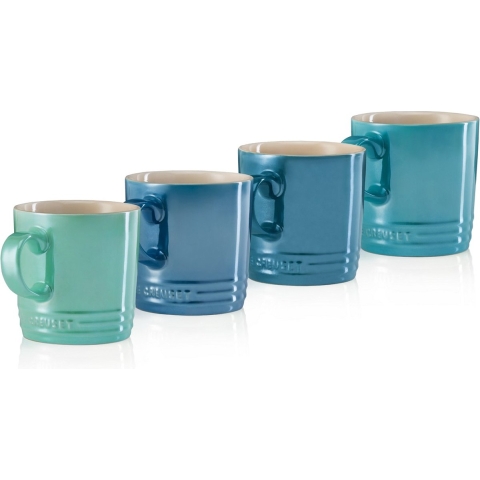Le Creuset Mokken - Metallic Blauw - 350 ml - 4 stuks