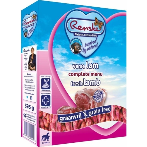Renske Hond Vers Adult Graanvrij - Lam - Hondenvoer - 10 x  395 g
