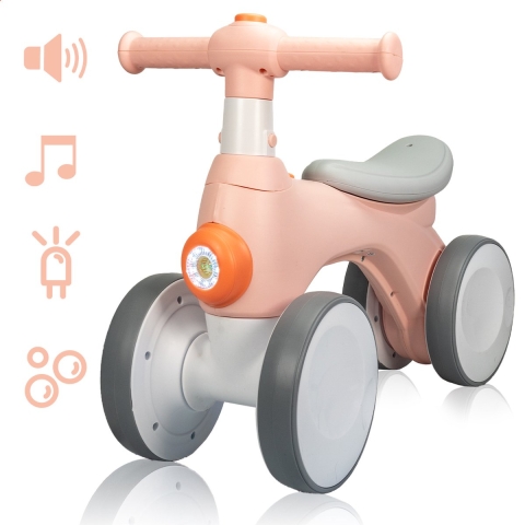Velaryon Loopfiets 1 jaar - Roze - Driewieler - Met Toeter, Muziek, licht&Bellenblaas - Voor Binnen en Buiten - Incl. batterijen en Bellenblaaswater