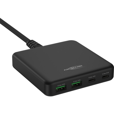 Ansmann Desktop Ladegerät DC465PD 65W USB-oplader 65 W 2x USB-A, 2x USB-C USB PD Zwart Binnen