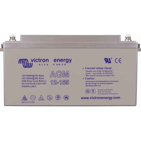 Victron Energy 12V/165Ah AGM Deep Cycle Batt. (M8) Loodaccu 12 V 165 Ah Loodgel (b x h x d) 485 x 227 x 176 mm M8-schroefaansluiting Onderhoudsvrij