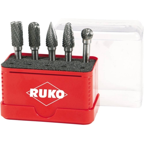 RUKO 116004 Freesstift Hardmetaal 10 mm Schachtdiameter 6 mm 5-delig