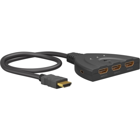 Goobay Goobay 58488 HDMI Switcher Umschalter 3 in 1 out Erweiterung Kabel 4K Manuell HDMI-switch 3 poorten Vergulde connectoren, ARC (Audio Return Channel),