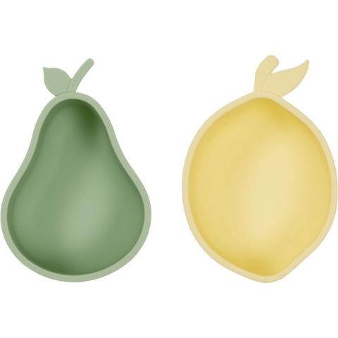 OYOY Snackschalen - 2-pack - Silicone - Lemon & Pear - Yellow/Gr - OYOY - OneSize - Kom