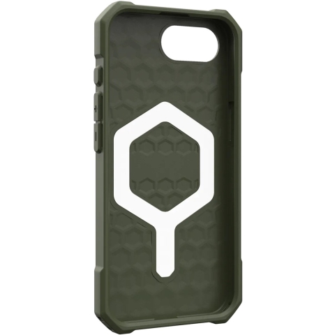 Urban Armor Gear Essential Armor Outdoor telefoonhoes Apple iPhone 16e Vaal olijf-bruin Inductieve lading, MagSafe compatible, Stootbestendig