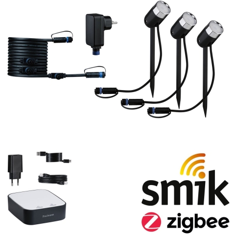 5183 smik Gateway + P&S Pike Set Paulmann Home Pakket Smart Home System 13.5 W RGBW Zwart, Zilver