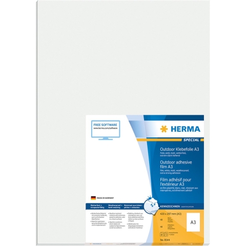 Herma 9544 Etiketten (A3) 297 x 420 mm Folie, mat Wit 40 stuk(s) Extra sterk hechtend Folie-etiketten