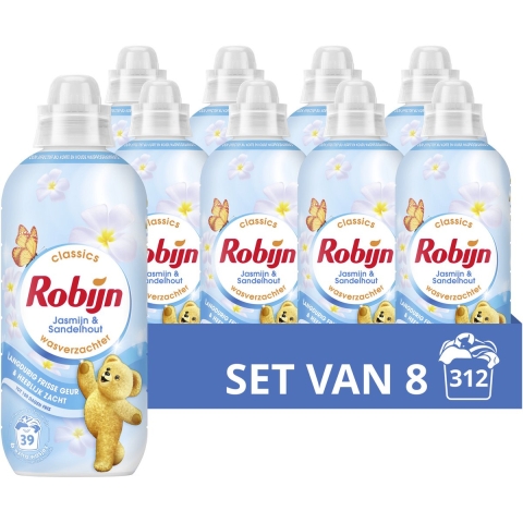 8x Robijn Wasverzachter Jasmijn en Sandelhout 39 Wasbeurten 780 ml