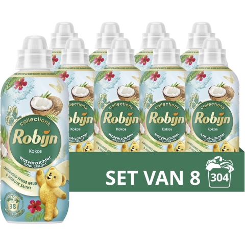 8x Robijn Wasverzachter Kokos Sensation 38 Wasbeurten 765 ml