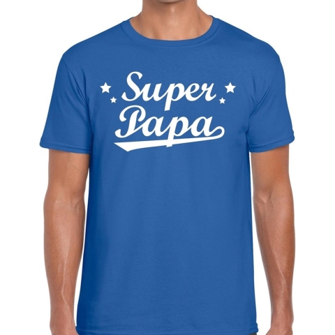 Super papa cadeau t-shirt blauw voor heren 2XL -