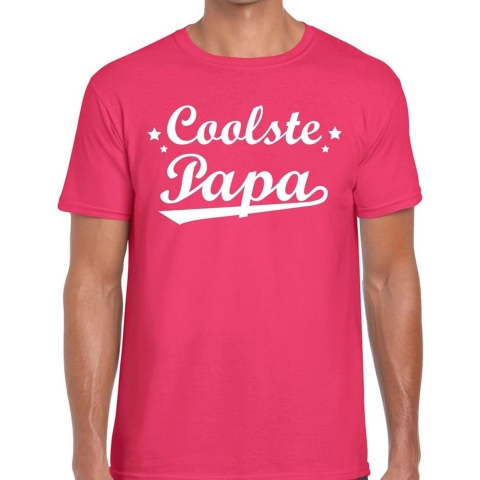 Coolste papa cadeau t-shirt roze voor heren 2XL -