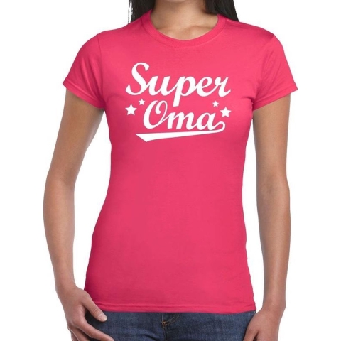 Super oma cadeau t-shirt roze dames 2XL -