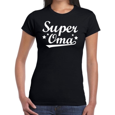 Super oma cadeau t-shirt zwart dames XS -