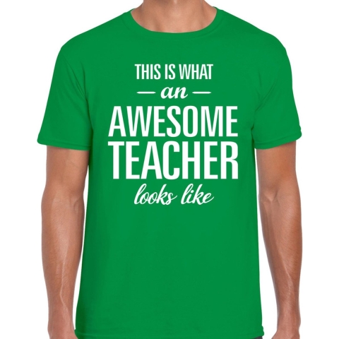 Awesome Teacher cadeau meesterdag t-shirt groen heren M -