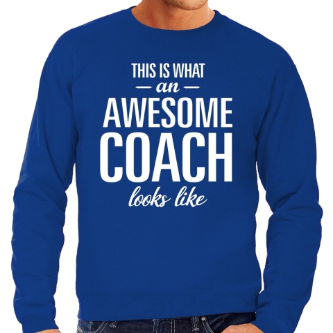Awesome Coach / trainer cadeau sweater blauw heren M -