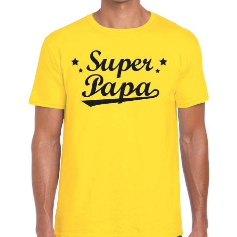 Super papa cadeau t-shirt geel voor heren 2XL -