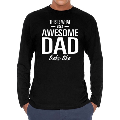 Awesome dad cadeau t-shirt long sleeves zwart heren M -