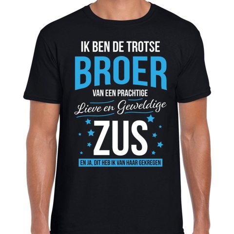 Trotse broer / zus cadeau t-shirt zwart voor heren M -