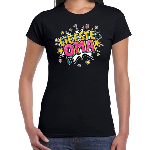 Liefste oma cadeau t-shirt zwart voor dames M -