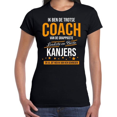 Trotse coach van kanjers cadeau t-shirt zwart voor dames XL -