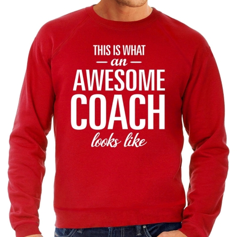 Awesome Coach / trainer cadeau sweater rood heren S -