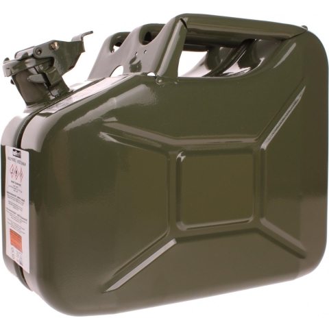 Jerrycan - metaal - 10L - legergroen - geschikt voor benzine / diesel -