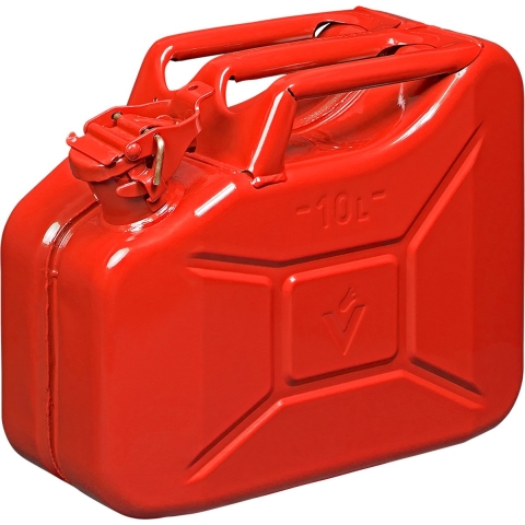 Jerrycan - metaal - 10L - rood - geschikt voor benzine / diesel -