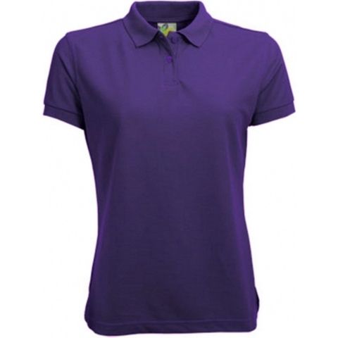 Dames basic poloshirt - paars - korte mouw - getailleerd - katoen 36 (S) -