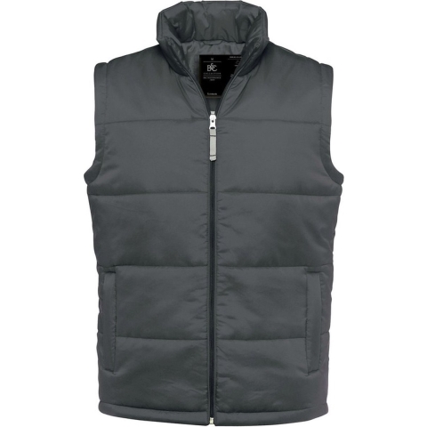 B&C Gewatteerde bodywarmer - voor heren - donkergrijs - nylon - outdoor - vrije tijds jas 2XL (56) -