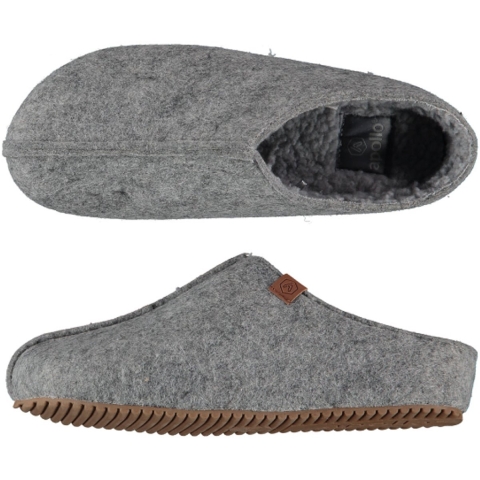 Apollo instappers slippers/pantoffels - grijs - heren - maat 41-42 - polyester - rubber zool 41/42 -