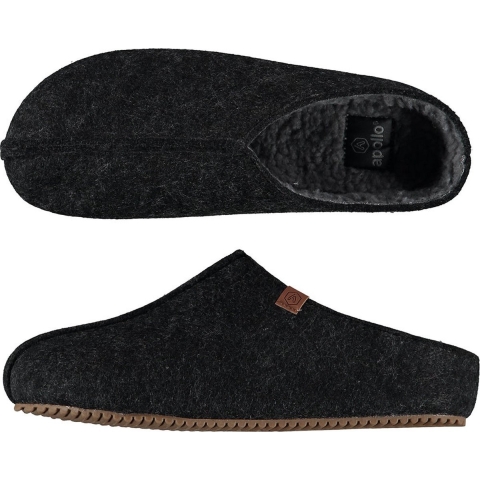 Apollo instappers slippers/pantoffels - antraciet - heren - maat 41-42 - polyester - rubber zool 41/42 -
