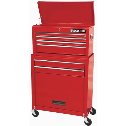 ERRO  Gereedschapswagen 34CS6 - Met opzetkist - 6 lades met slot - 61,5x30x102,5 cm - Rood