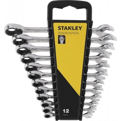 Stanley handgereedschap RINGSTEEKSLEUTELSET MET RATELRING 12 DELIG - STMT82847-0