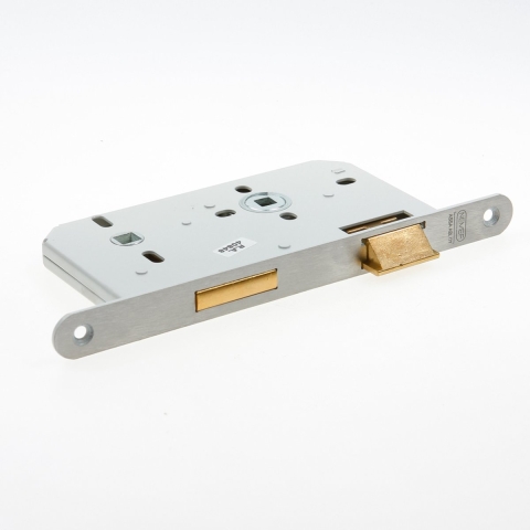 Nemef 644 Toilet/badkamerdeurslot | DM60mm | WC72mm | krukgat 8mm | voorplaat RVS 20x235mm afgerond | messing dag- en nachtschoot | DR 2+4 -