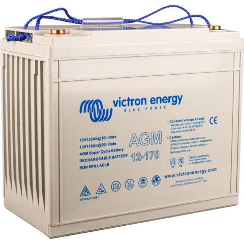 Victron Energy AGM Super Cycle 12V 170Ah Loodaccu 12 V 170 Ah Loodvlies (AGM) (b x h x d) 153 x 280 x 336 mm M8-schroefaansluiting Onderhoudsvrij