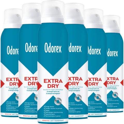 6x Odorex Extra Dry Antitranspirant Spray Sensitive 150 ml