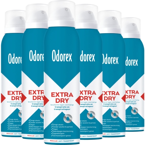 6x Odorex Extra Dry Antitranspirant Spray Regular 150 ml