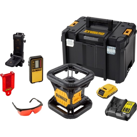 DeWALT DCE074D1R 18V Rotatie Laser Set Incl. Ontvanger In Koffer - Rood - 45m - IP54