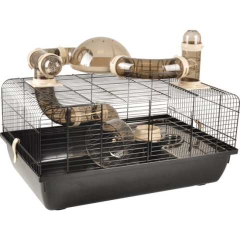 FLAMINGO Hamsterkooi Figo 58x38x40 cm zwart en bruin