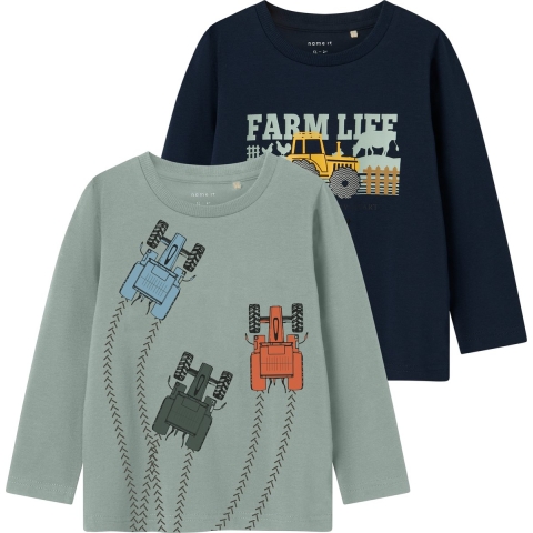 Name It Blouse - NmmLactor - 2-pack - Navy Blazer/Jadeiet - Name It - 3 jaar (98) - Blouse