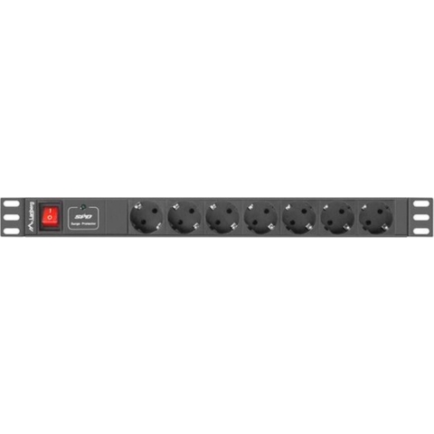 Lanberg PDU-07F-0200-IEC-BK energiedistributie 7 AC-uitgang(en) 1U Zwart