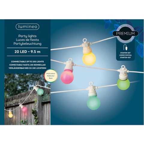 Buiten feestverlichting lichtsnoer gekleurde lampbolletjes 950cm -
