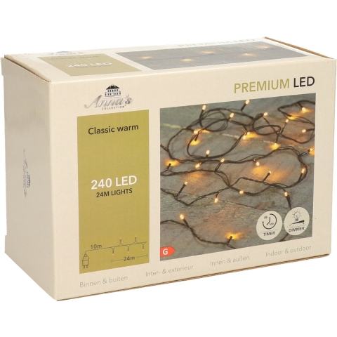 Kerstverlichting 240 led lampjes - klassiek warm wit - 24 meter - lichtsnoer -