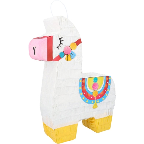 Pinata Lama - wit/roze - papier - 45 x 33 x 8 cm - feestartikelen verjaardag -