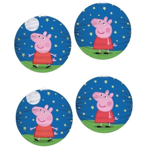 4x Peppa Pig thema lampionnen rond 25 cm -