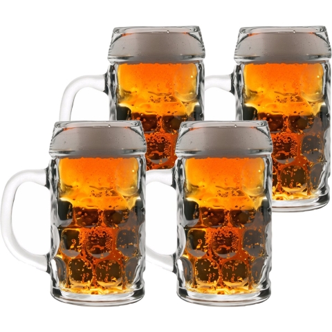 Grote Bierpullen/Bierglazen van 1 liter - 4x - Oktoberfest glazen -