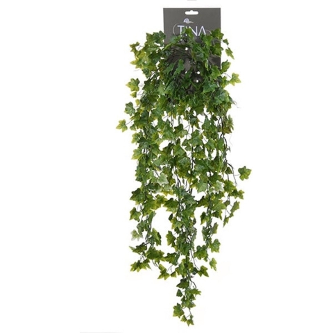 Louis Maes kunstplant met blaadjes hangplant Klimop/hedera - groen/wit - 80 cm -
